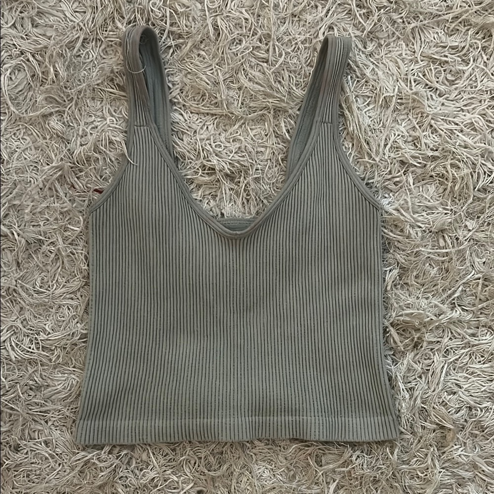Olive Ribbed Tank Top